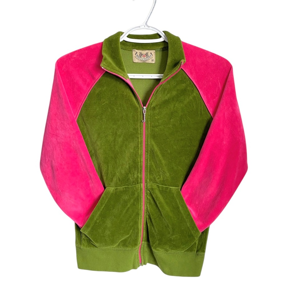 JUICY COUTURE Pink and Green Zip Up Jacket Juicy Couture Velour Tracksuit Hoodie
